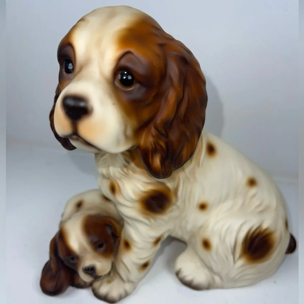 Harvey Knox Vintage rare all ceramic springer spaniel‎ dogs figurine-mid century